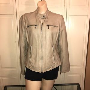 Beige Faux Leather Jacket